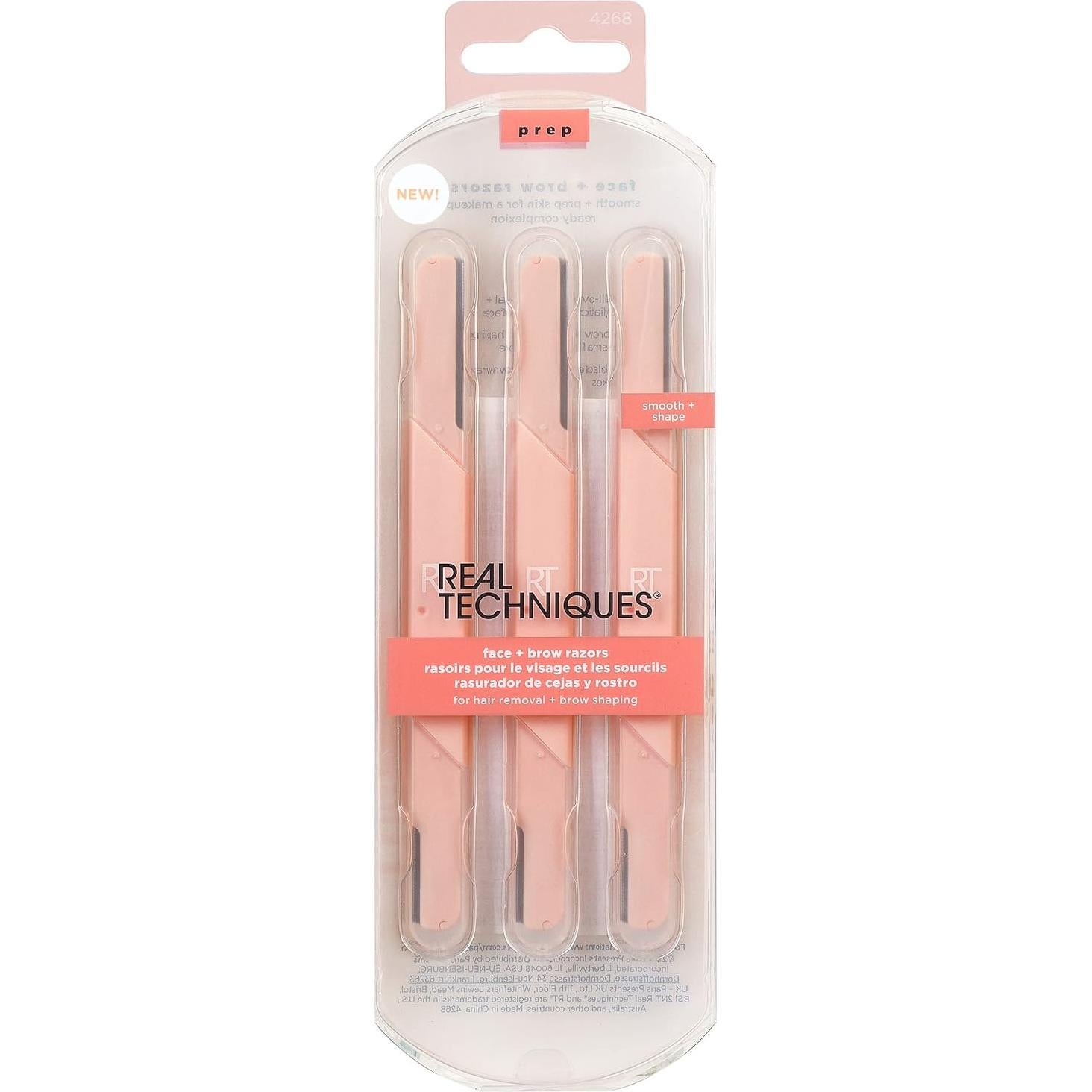 Cuchillas faciales Real Techniques, set de 3 piezas, doble extremo