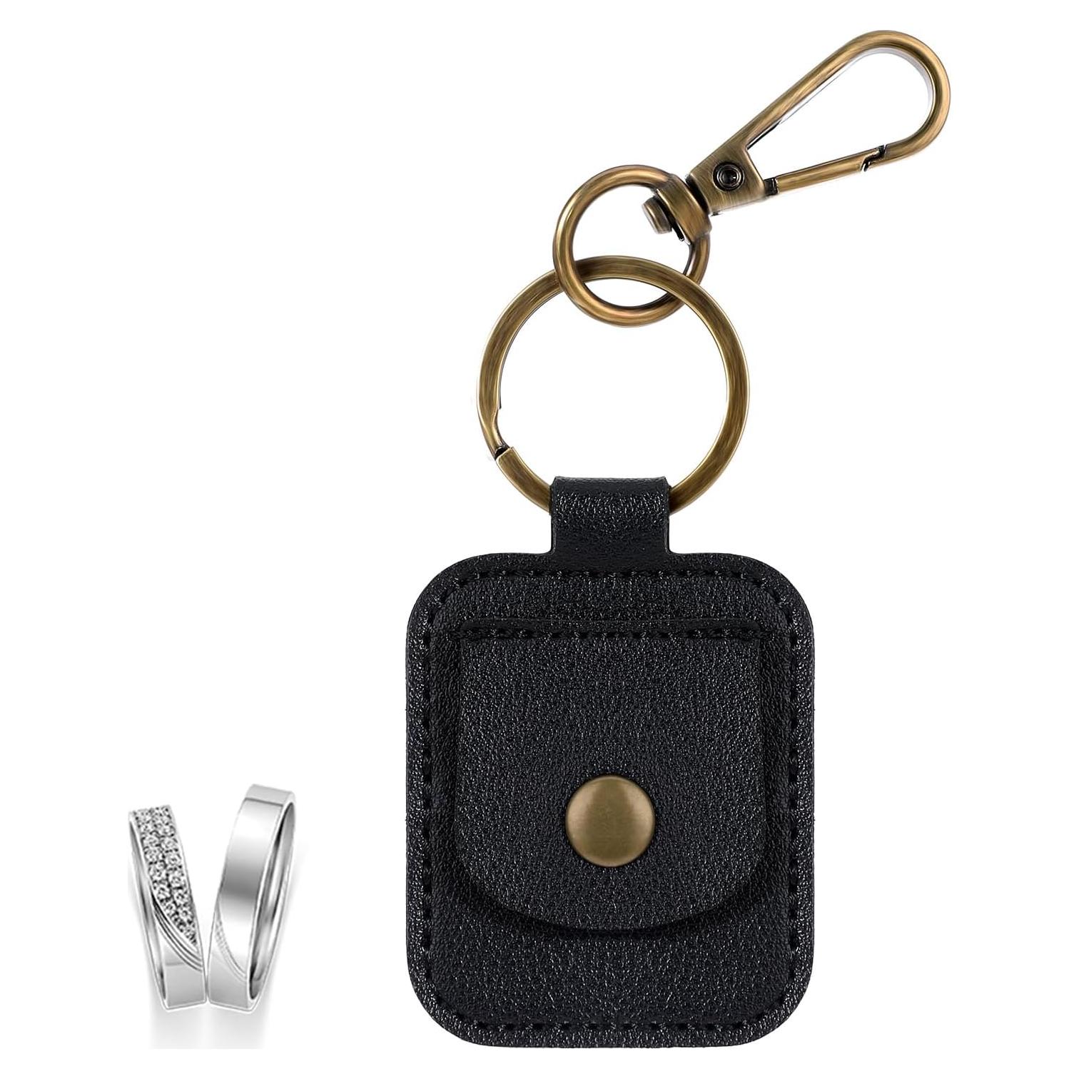 Porta Anillos de Cuero InnoHHustle Negro 5.6x4.6 cm