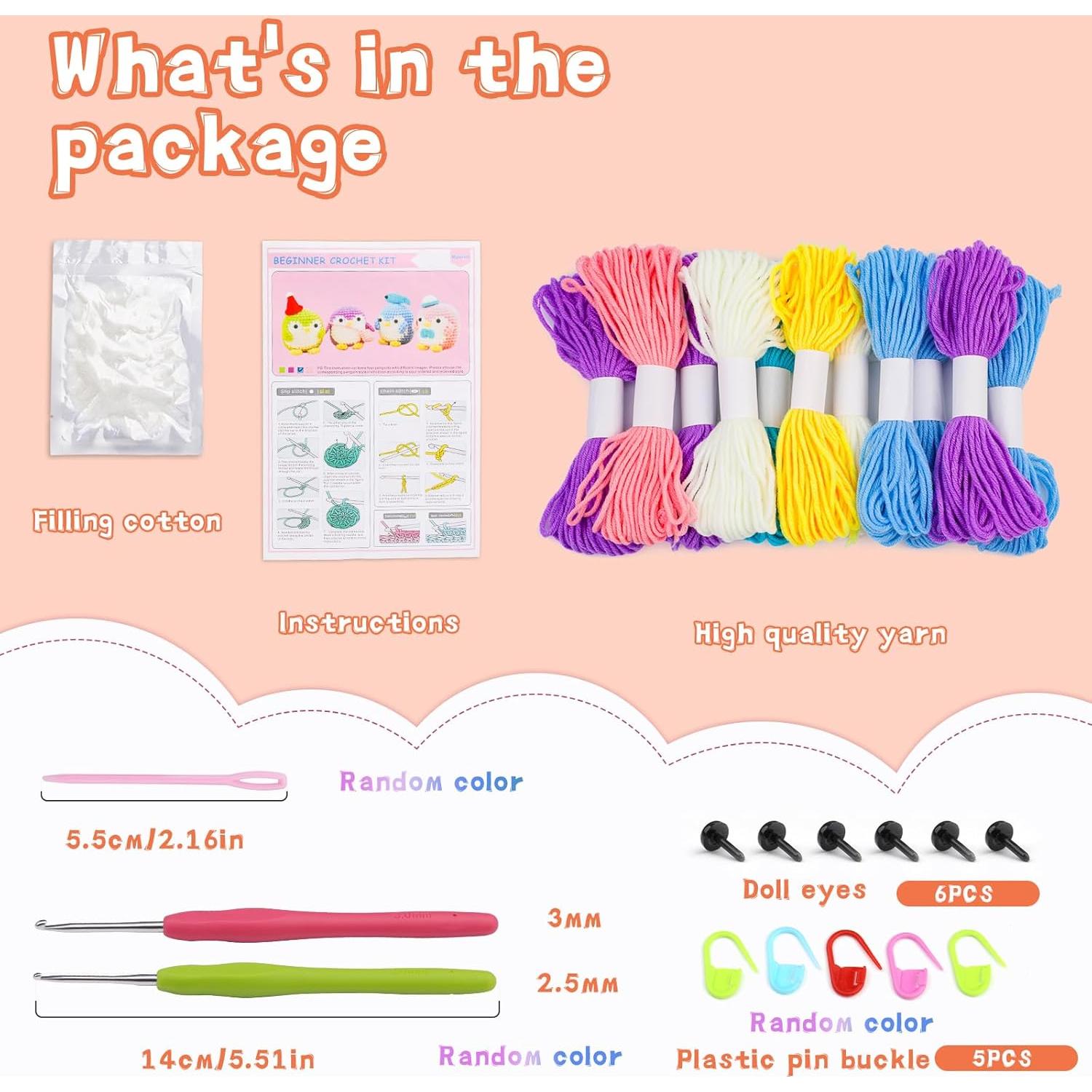 Kit de Ganchillo IMZAY para Principiantes - 2 Pingüinos Adorables