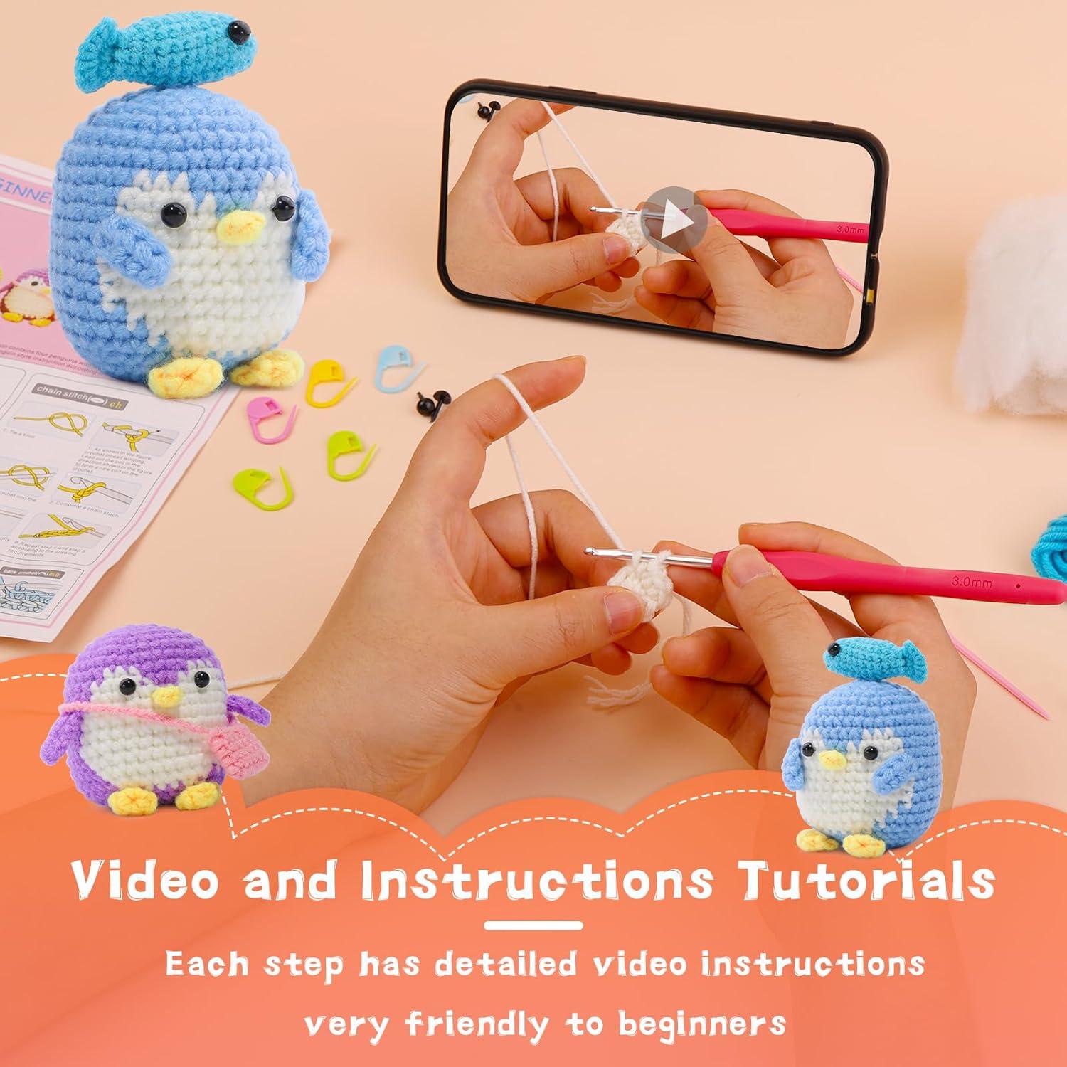 Kit de Ganchillo IMZAY para Principiantes - 2 Pingüinos Adorables