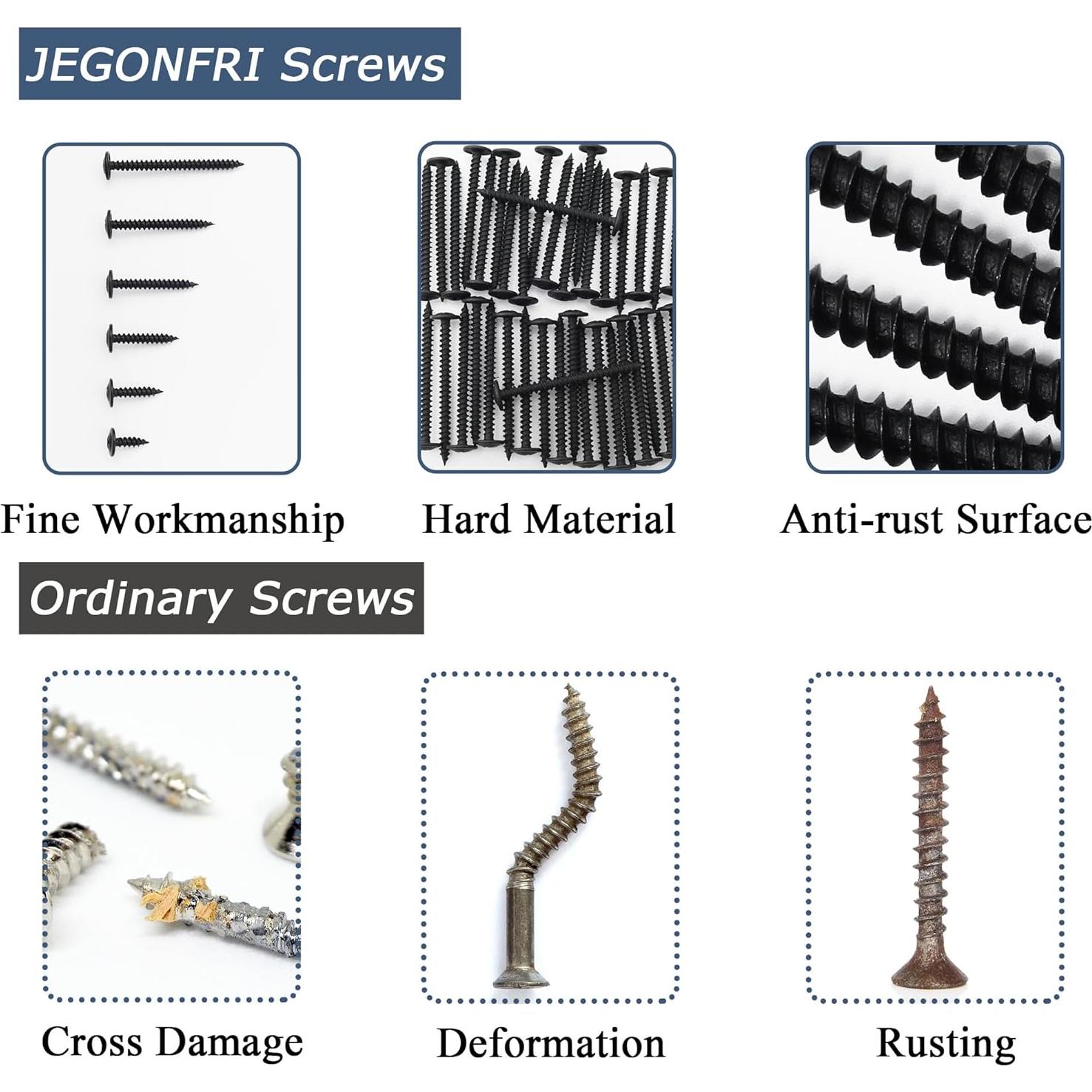 Tornillos de Madera JEGONFRI #8 x 2.54cm 120pcs Negros