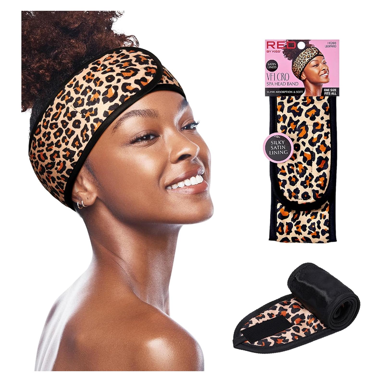 Banda de Spa Red by Kiss Ajustable para Maquillaje Facial Leopardo