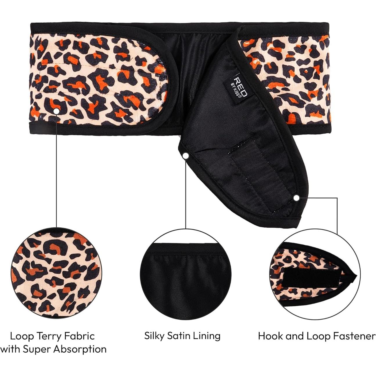 Banda de Spa Red by Kiss Ajustable para Maquillaje Facial Leopardo