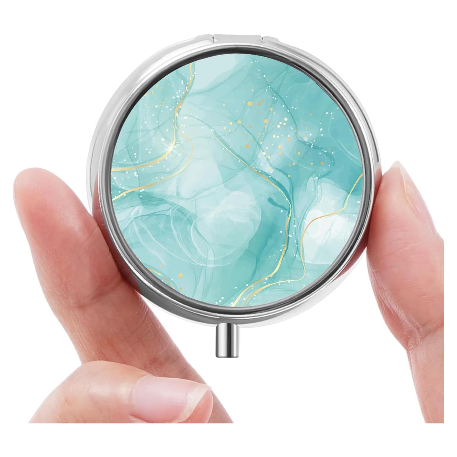 Caja de Pastillas Portátil HCYPCV en Mármol Hermoso - 4.3x4.3 cm