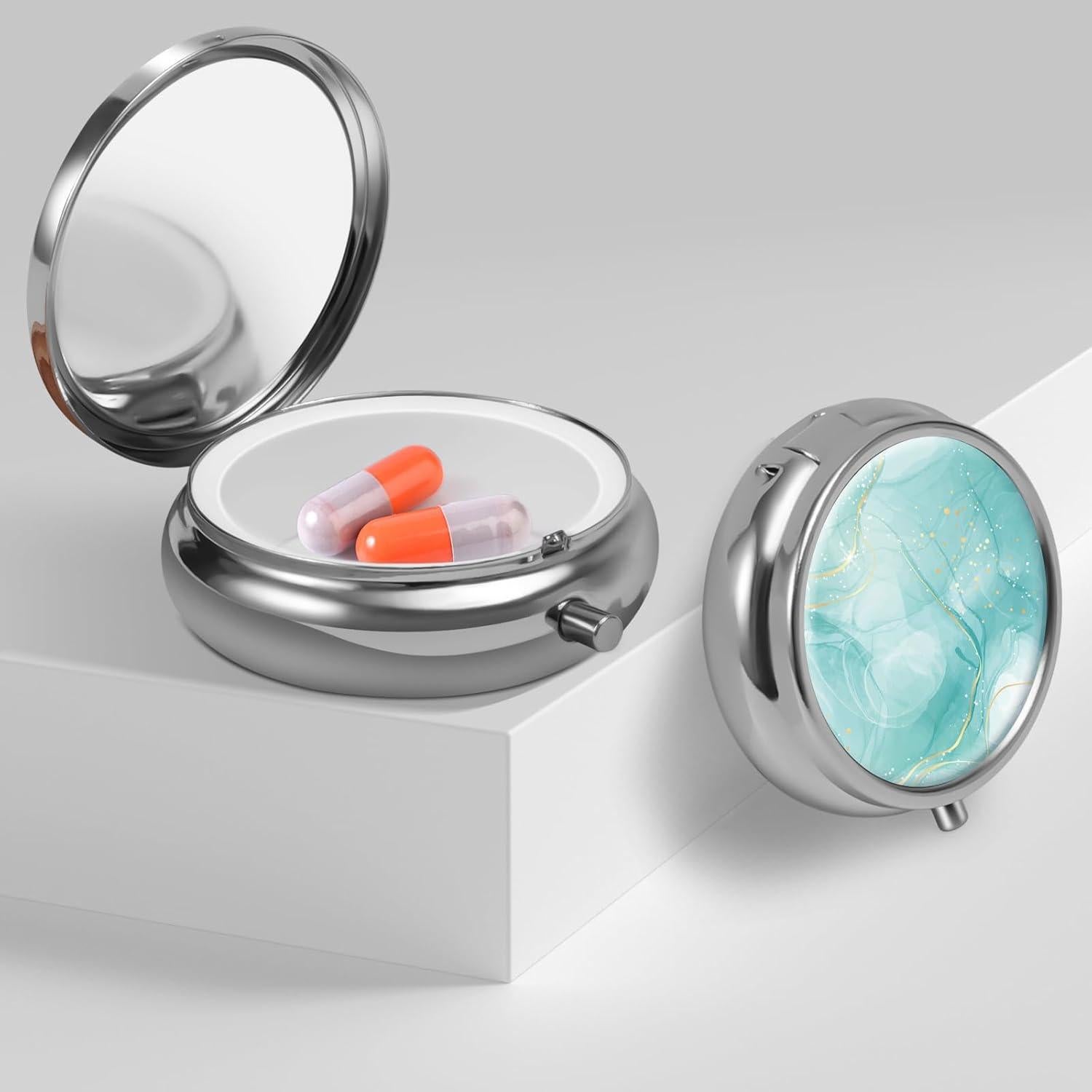 Caja de Pastillas Portátil HCYPCV en Mármol Hermoso - 4.3x4.3 cm