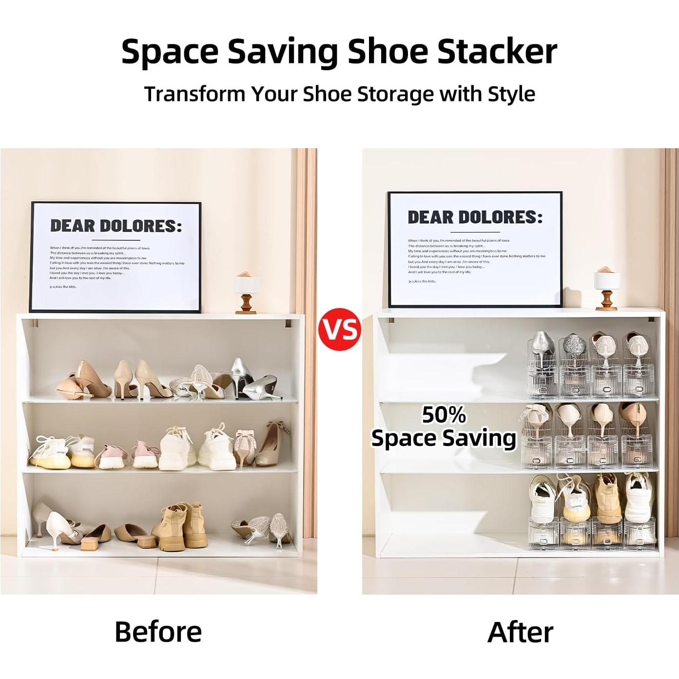 Organizador de Zapatos Beehomay Ajustable 3 Niveles Transparente 4 Pzs