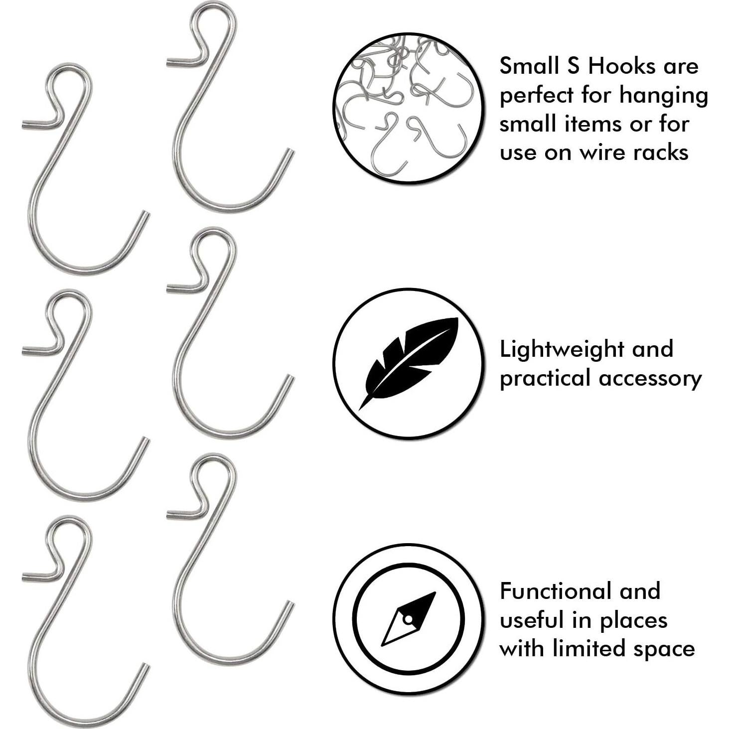 Ganchos en S Pequeños Esenciales Millennial 35 Piezas Plateados