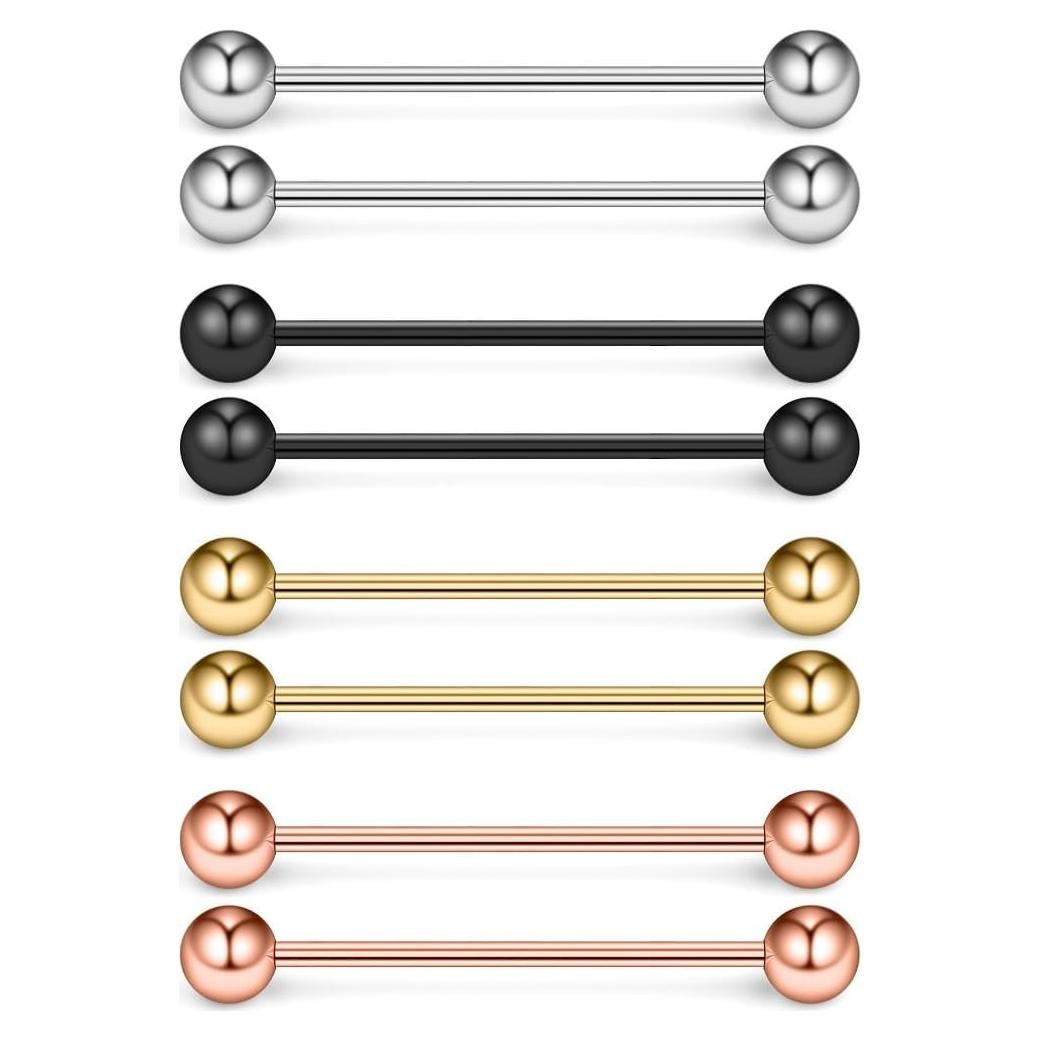 Pendientes de Cartílago Industrial Ruifan 16G 8PCS Acero 28-40mm