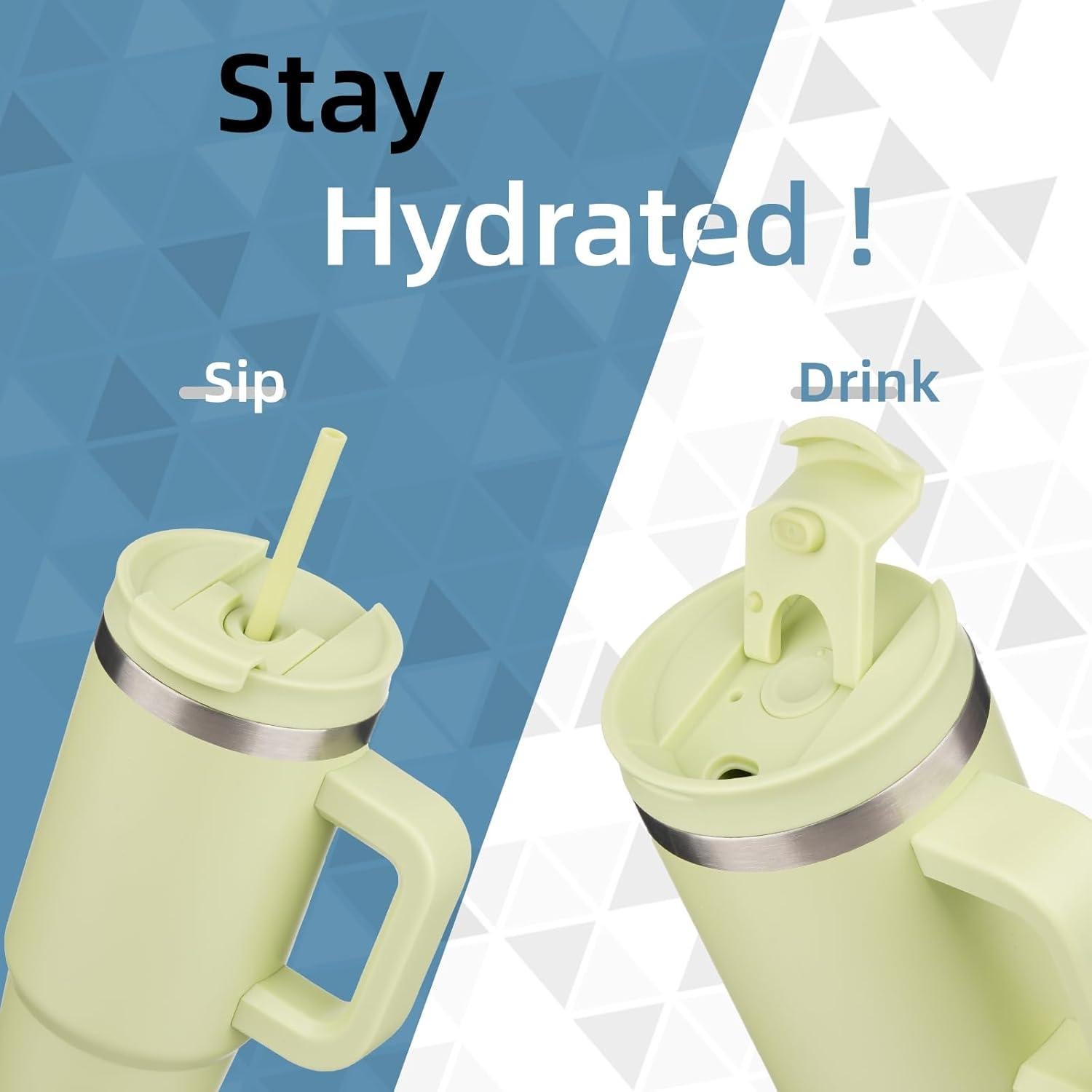 Taza Aislada Konokyo 30 oz Verde Macaron con Popotes