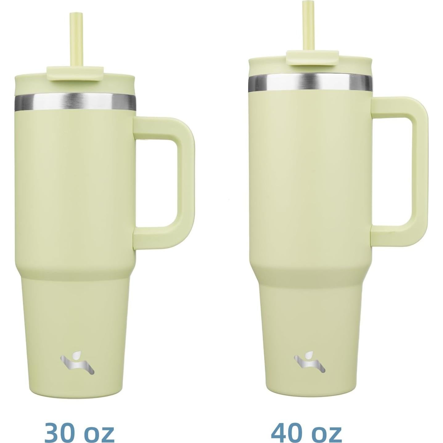 Taza Aislada Konokyo 30 oz Verde Macaron con Popotes