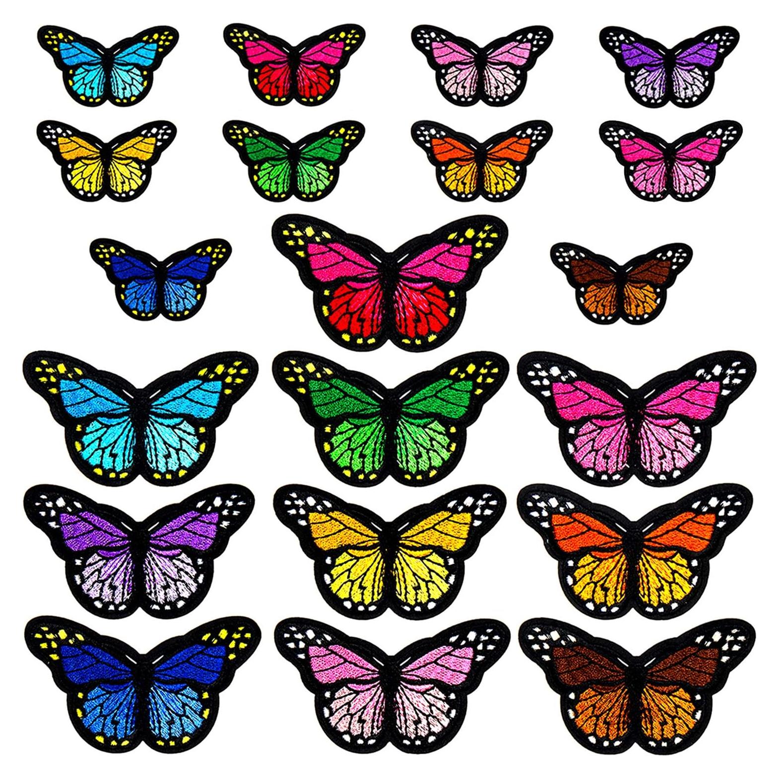 20 Parches Bordados Mariposa AUGSUN - 2 Tamaños y 10 Colores