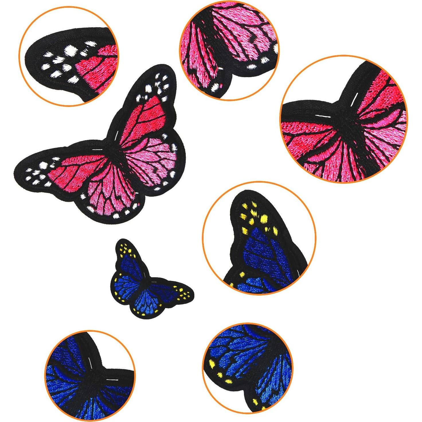 20 Parches Bordados Mariposa AUGSUN - 2 Tamaños y 10 Colores