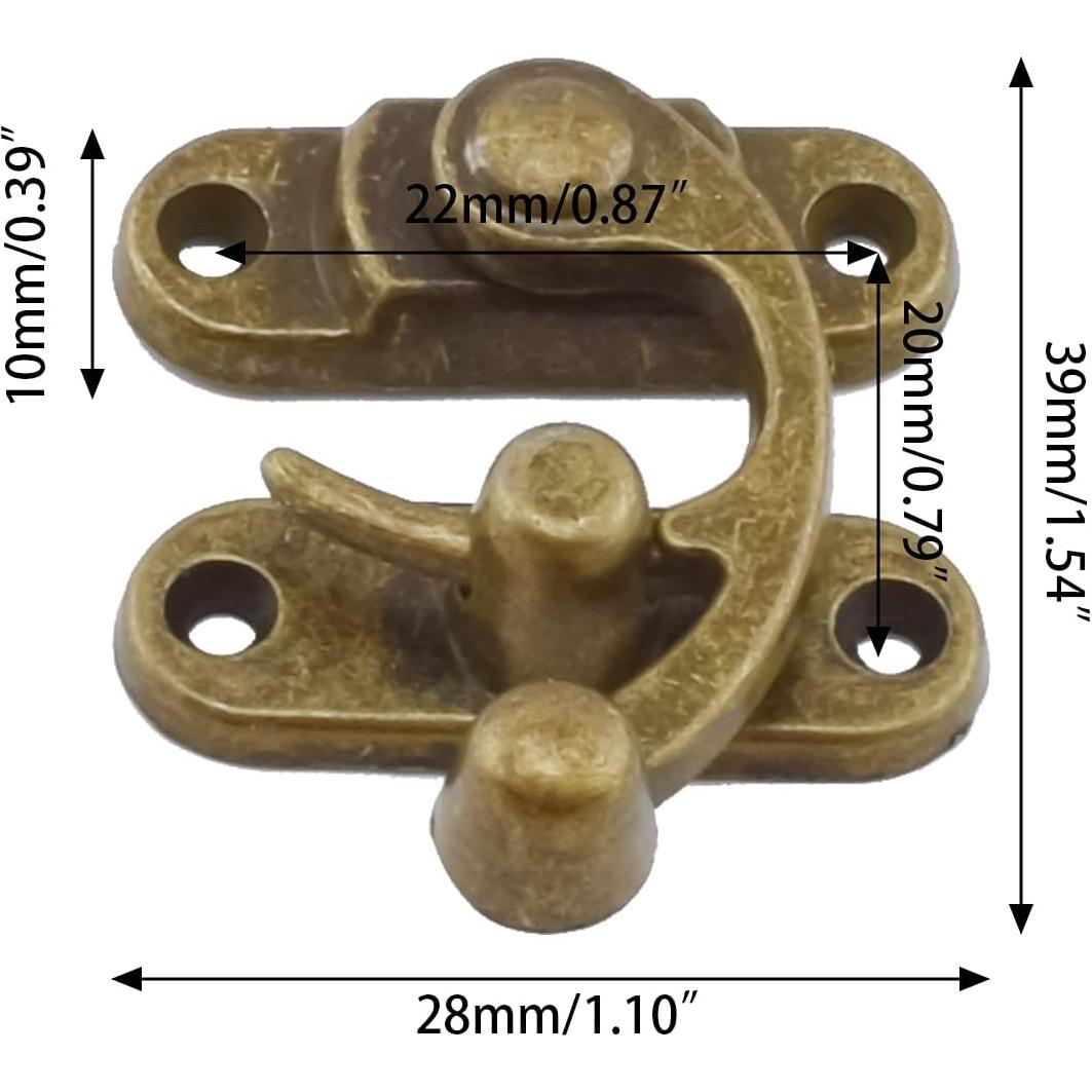 Cierre de Gancho Derecho Antiguo Aifeier 29x33mm Bronce - 4PCS