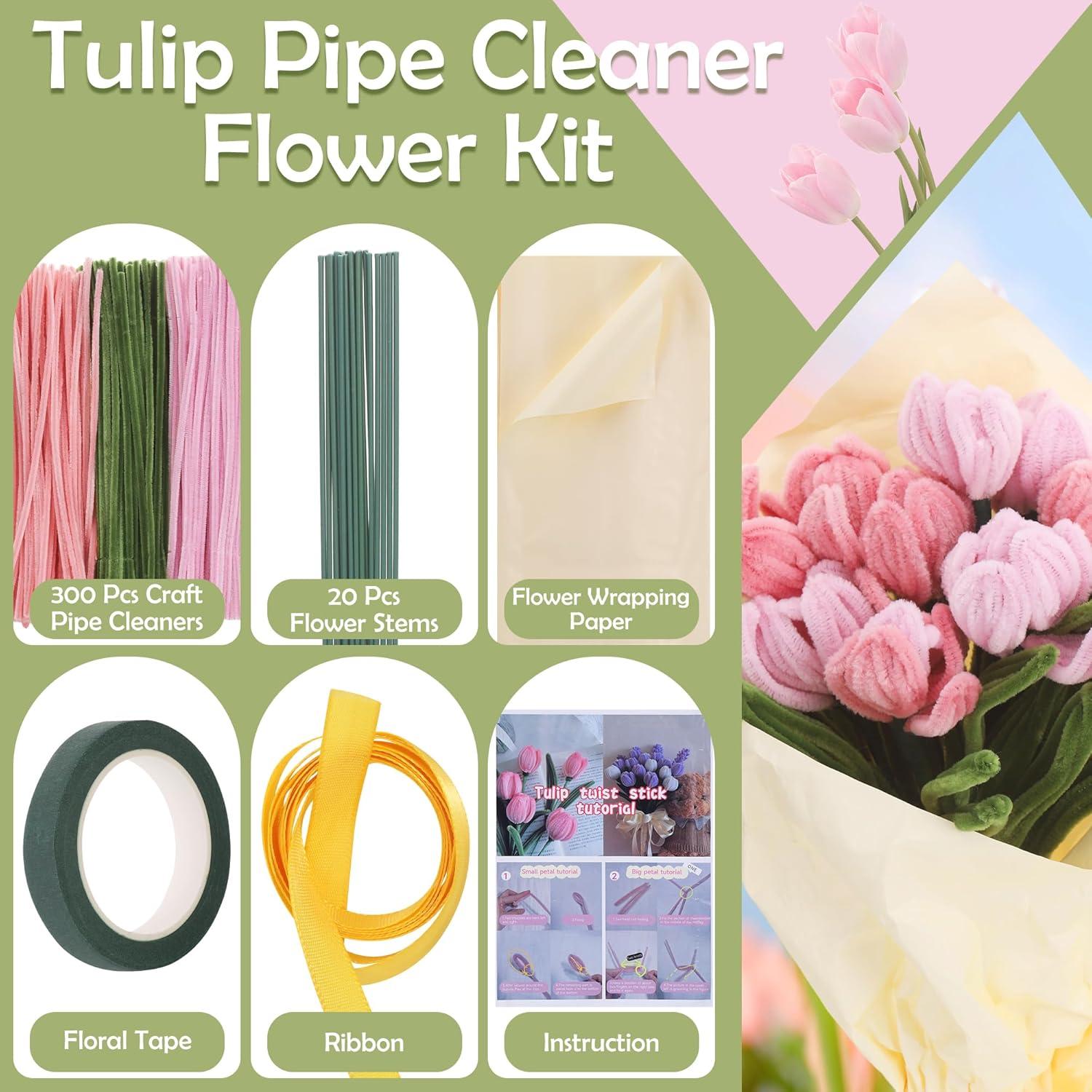 Kit de Flores con 300 Piezas Huiguli - Limpiapipas y Varillas 30 cm