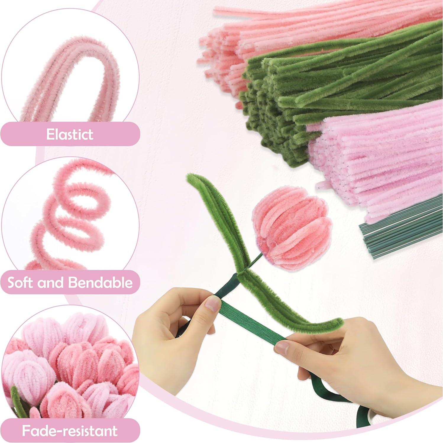 Kit de Flores con 300 Piezas Huiguli - Limpiapipas y Varillas 30 cm