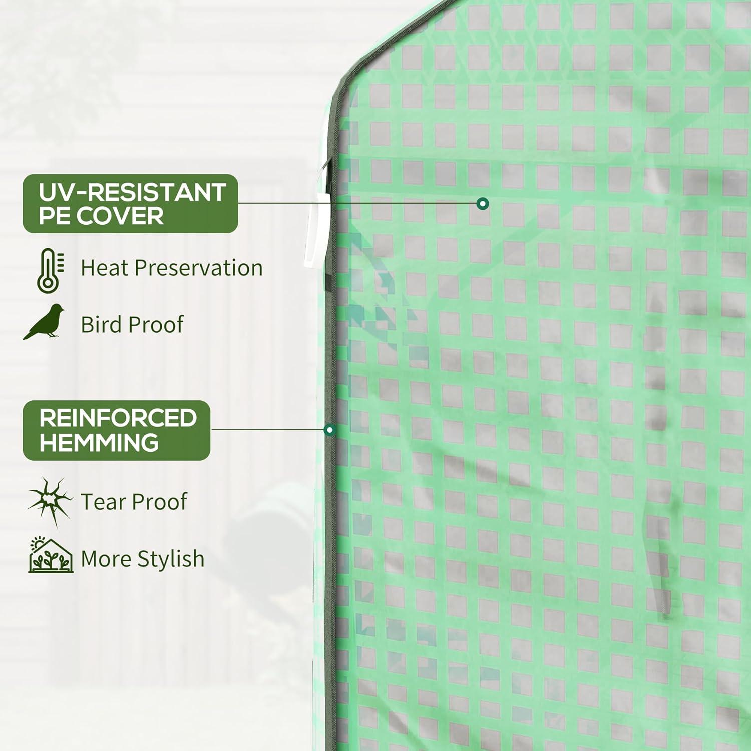 Invernadero Portátil Aosom 1.4x1.4m Verde con Estantes