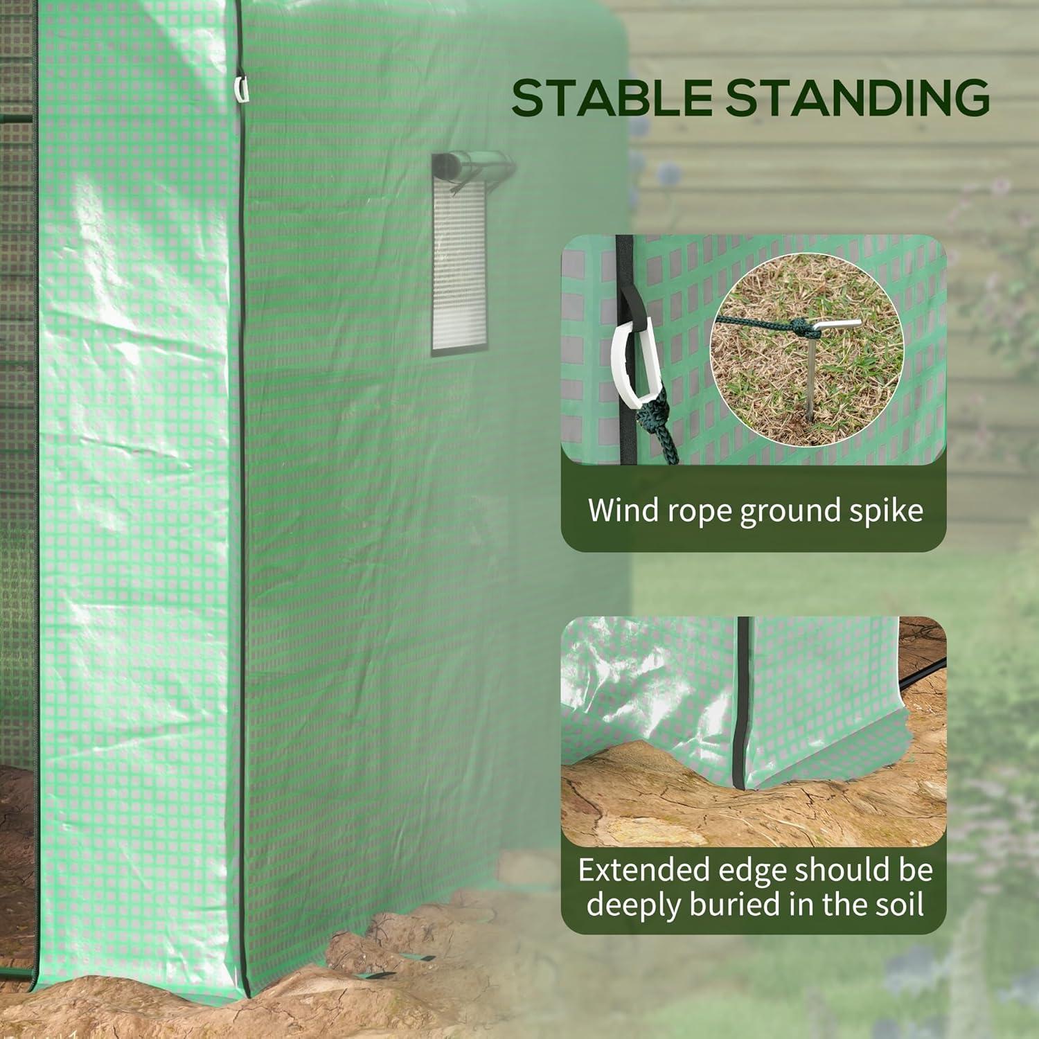 Invernadero Portátil Aosom 1.4x1.4m Verde con Estantes