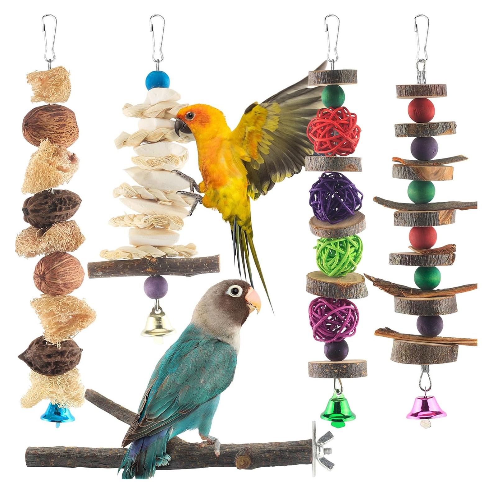 Juguetes para Aves Bissap Chew - 5 Piezas de Madera Natural