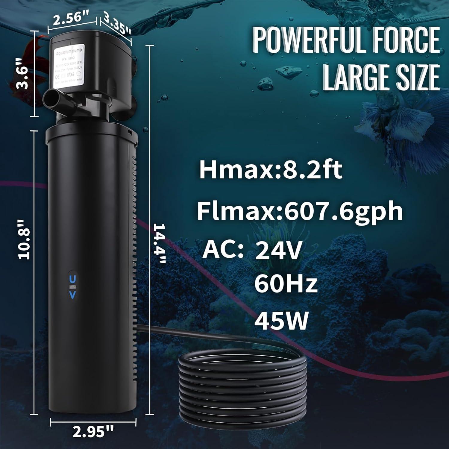 Filtro de Acuario Tararium 24V DC 100-400 Galones