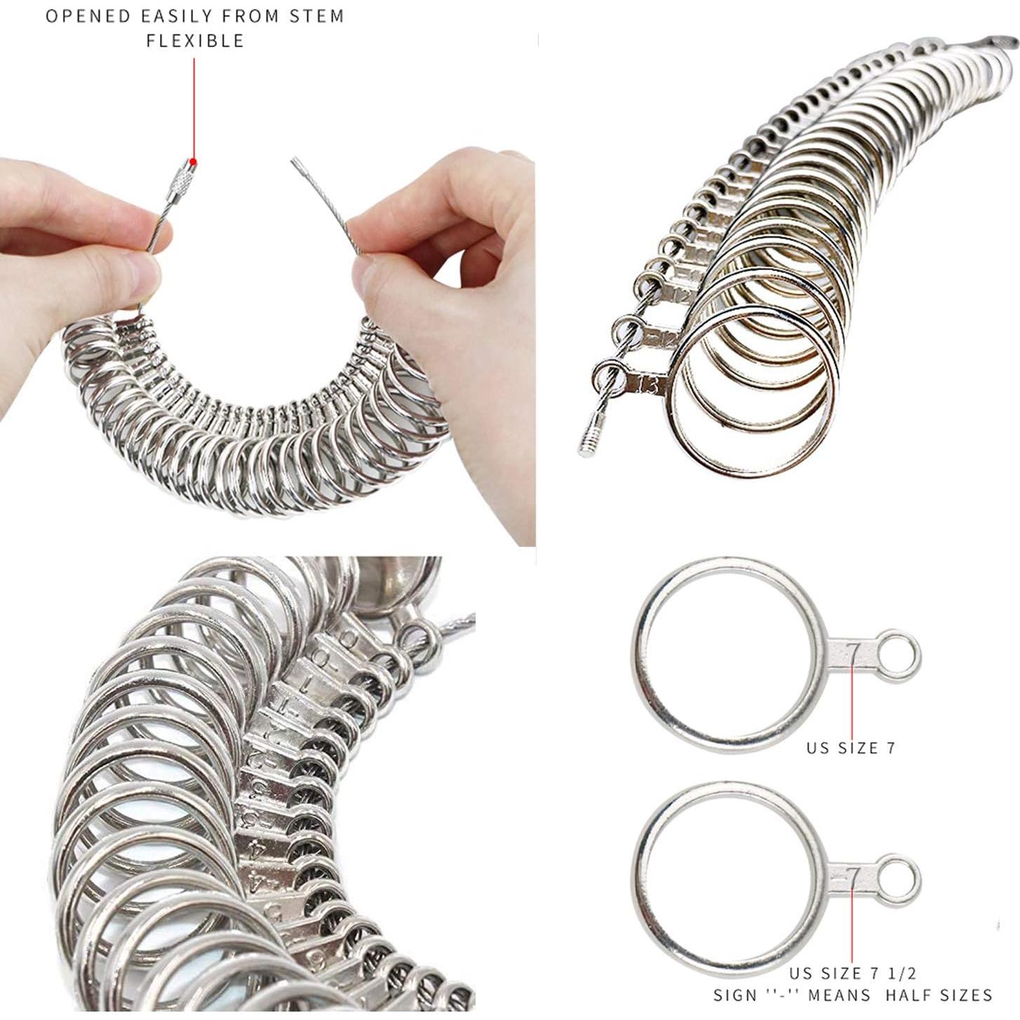 Medidor de Tamaño de Anillo NIUPIKA 27 Piezas Aluminio