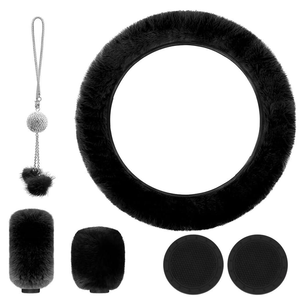 Juego de 6 fundas de volante esponjosas Yourkar - Negro