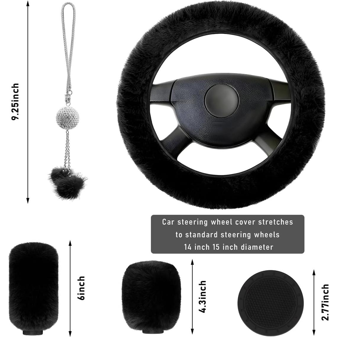 Juego de 6 fundas de volante esponjosas Yourkar - Negro