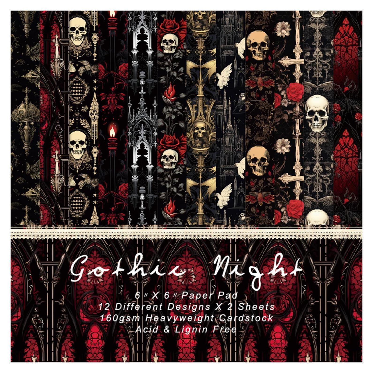 24 Hojas Papel de Patrón Halloween Sorkwo 15.24 cm x 15.24 cm