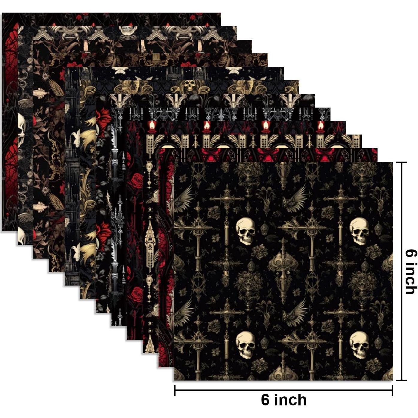 24 Hojas Papel de Patrón Halloween Sorkwo 15.24 cm x 15.24 cm