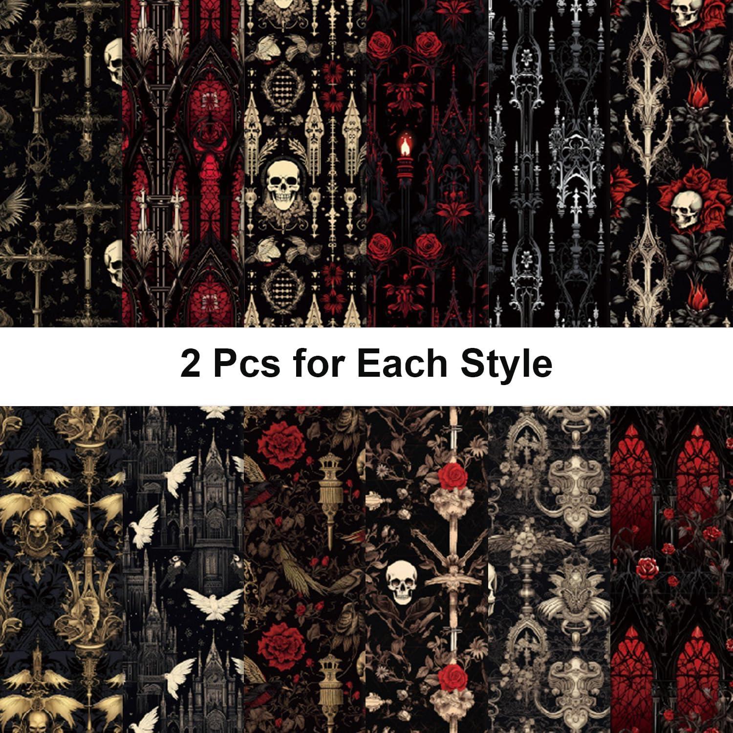 24 Hojas Papel de Patrón Halloween Sorkwo 15.24 cm x 15.24 cm