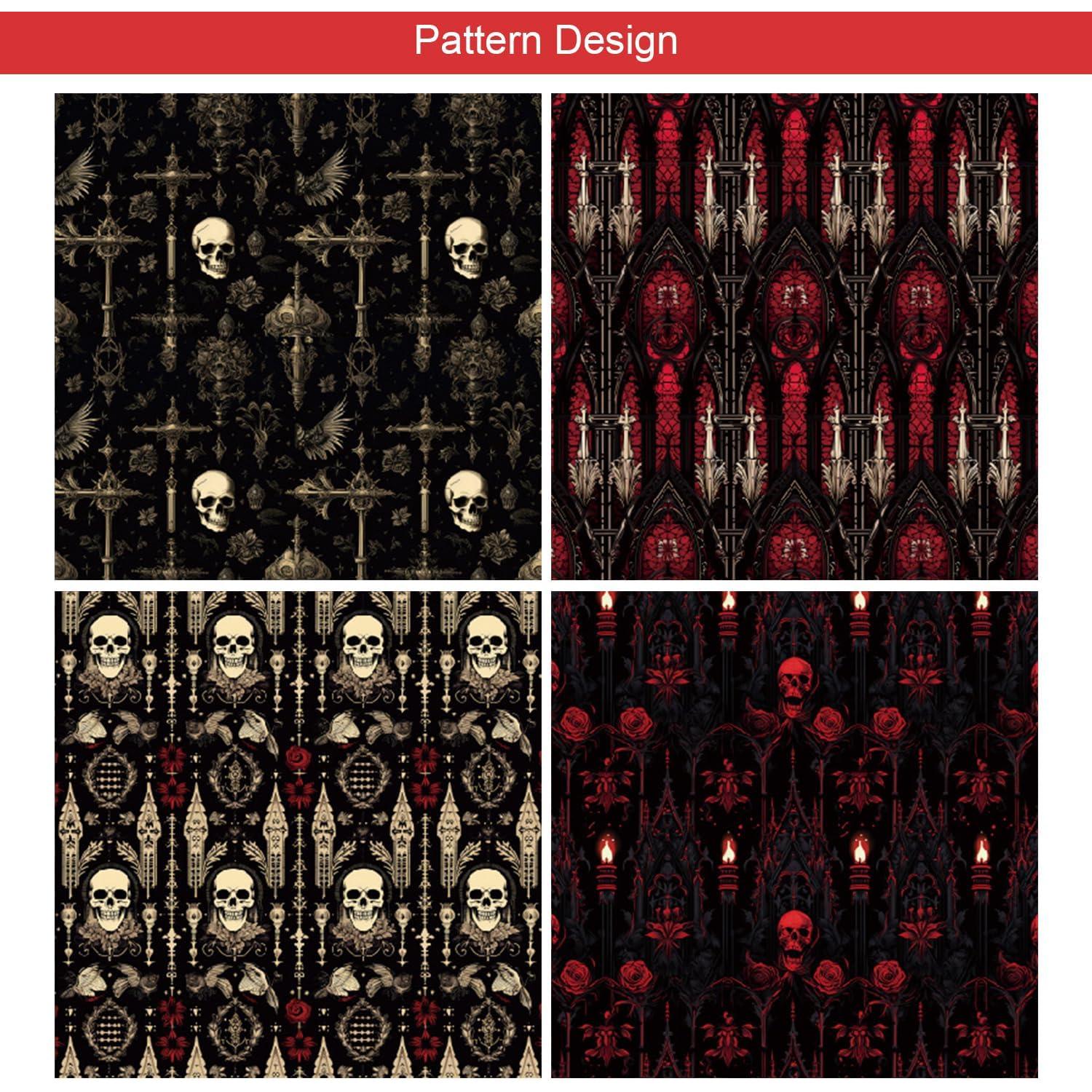 24 Hojas Papel de Patrón Halloween Sorkwo 15.24 cm x 15.24 cm