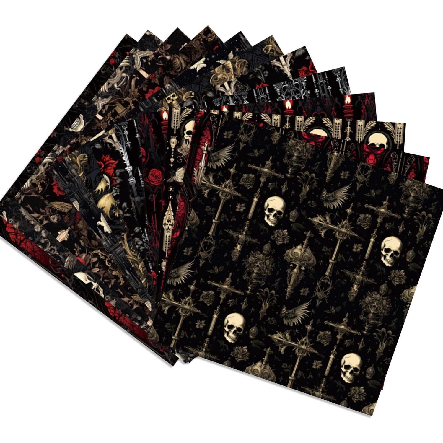 24 Hojas Papel de Patrón Halloween Sorkwo 15.24 cm x 15.24 cm