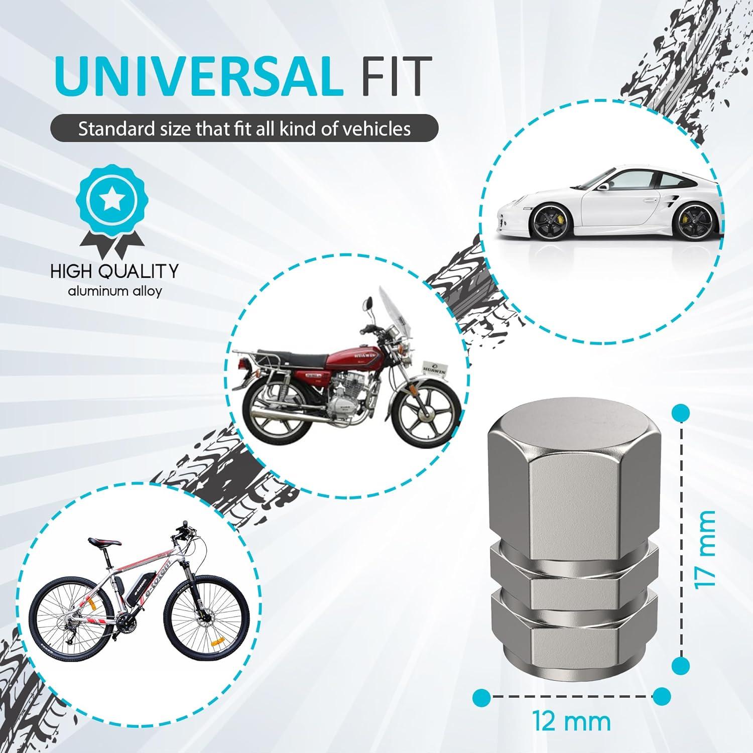 Tapas de Válvula de Neumático Vexzu Hexagonal - Aluminio Gris - Paquete de 4