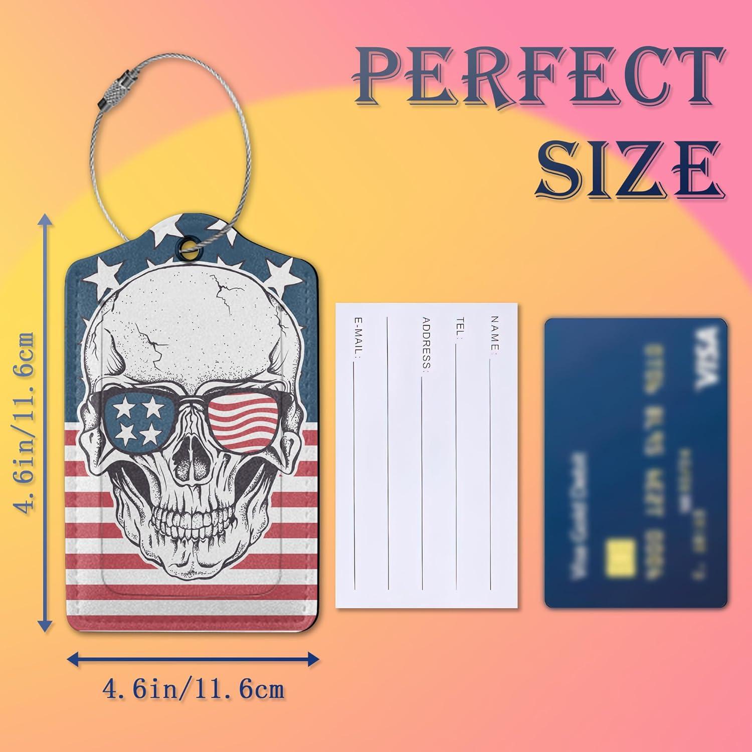 2 Etiquetas de Equipaje Smoaffly Calavera Americana Cuero