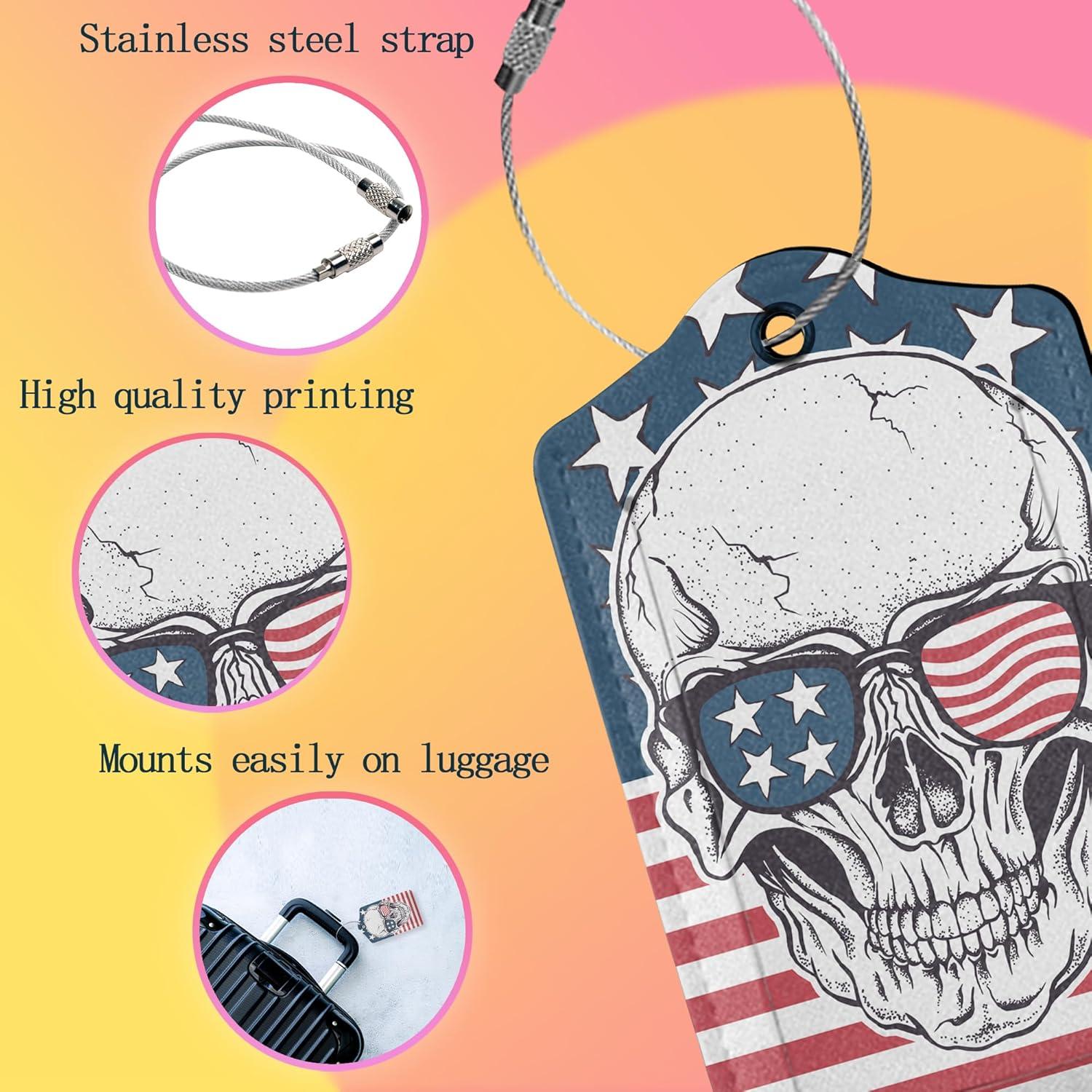 2 Etiquetas de Equipaje Smoaffly Calavera Americana Cuero