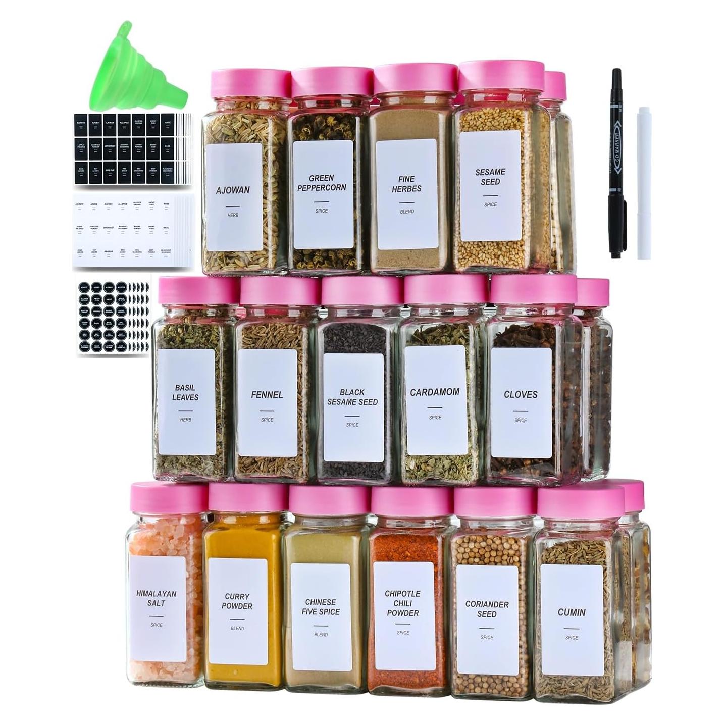 24 Tarros de Especias de Vidrio JARXSUN con Etiquetas y Tapas