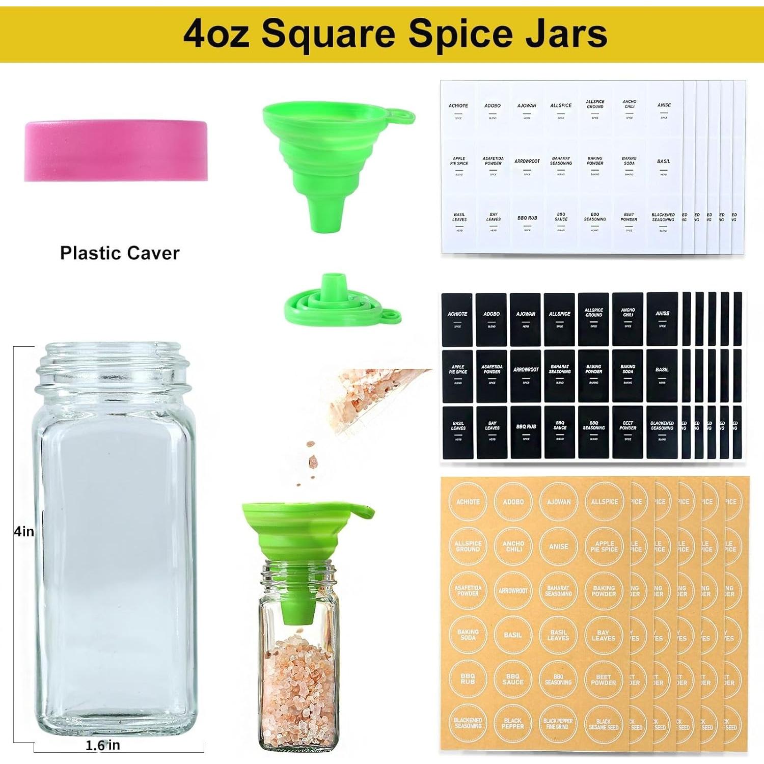 24 Tarros de Especias de Vidrio JARXSUN con Etiquetas y Tapas