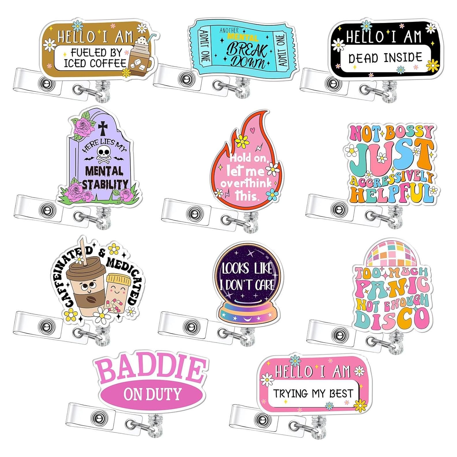 Yunlly 12 Pcs Portabotones Retráctiles Divertidos Acrílico