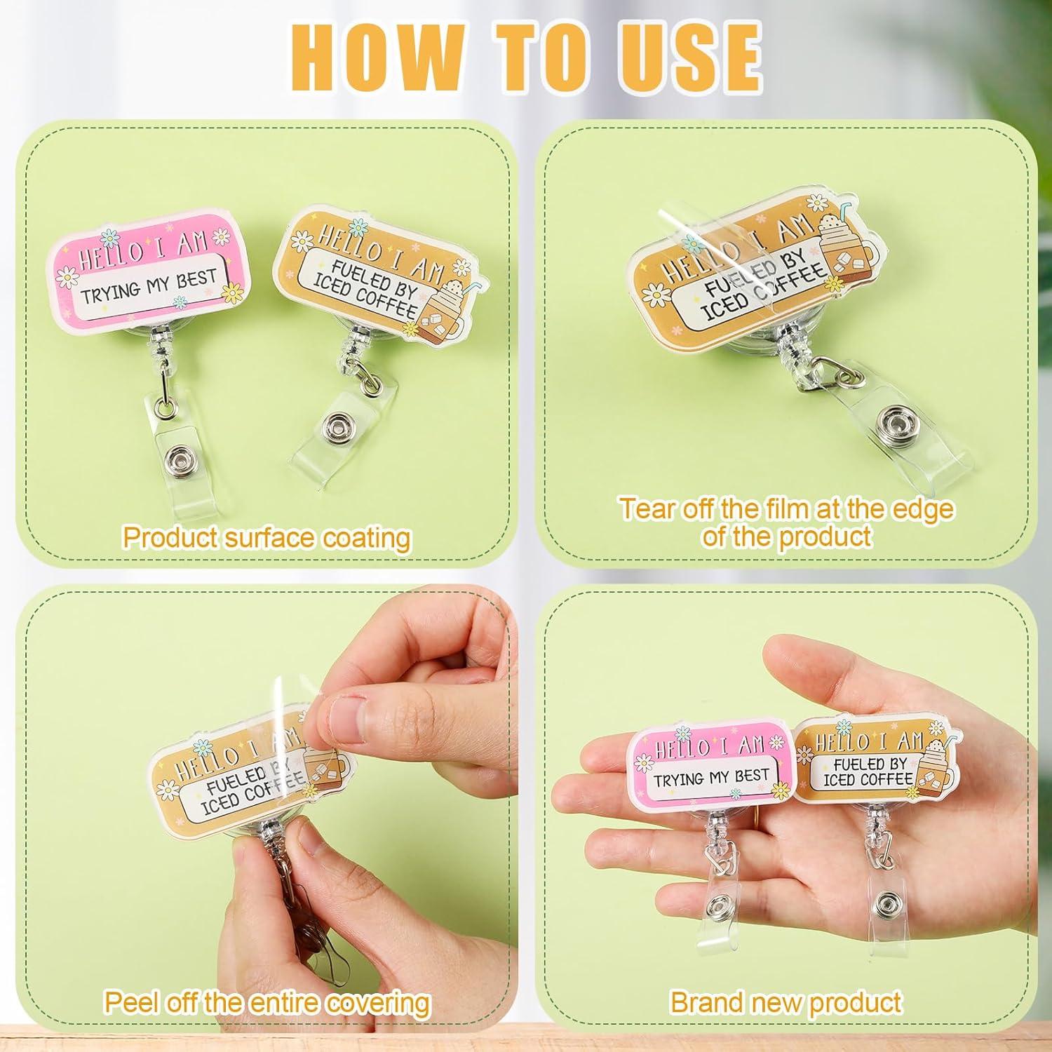 Yunlly 12 Pcs Portabotones Retráctiles Divertidos Acrílico