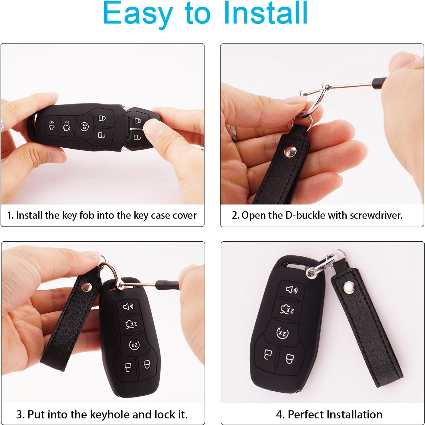 Cubierta de llavero de silicona Koaudb para Ford y Lincoln 5 botones