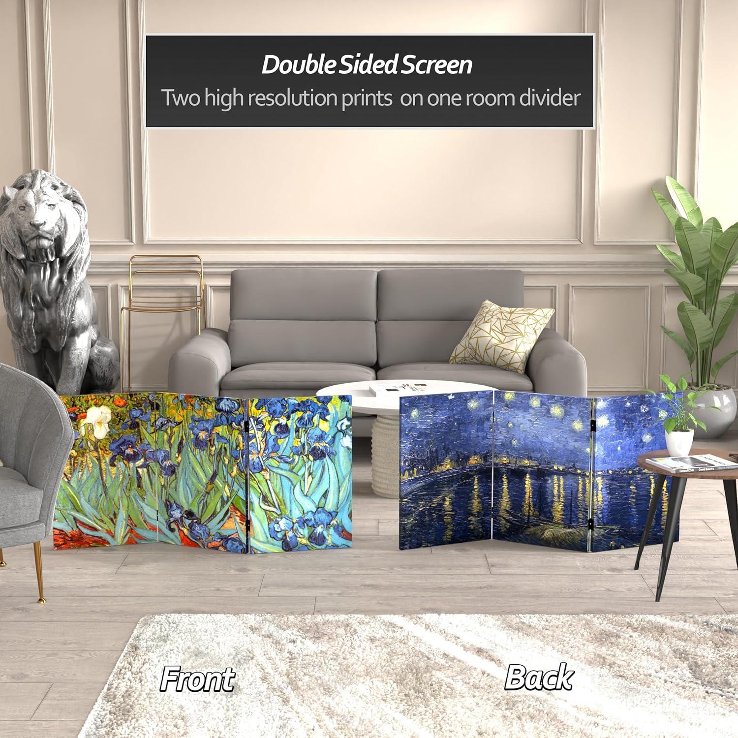 Pantalla Plegable de Lienzo Van Gogh 3 Paneles 120x60 cm