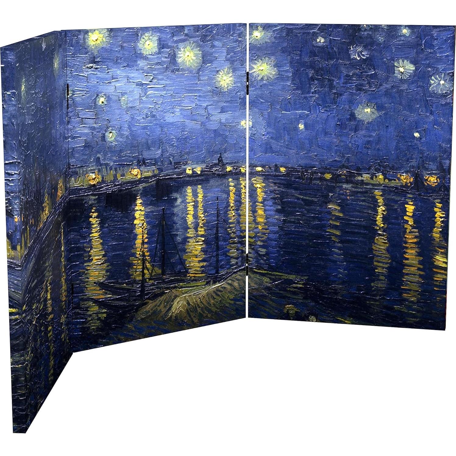 Pantalla Plegable de Lienzo Van Gogh 3 Paneles 120x60 cm