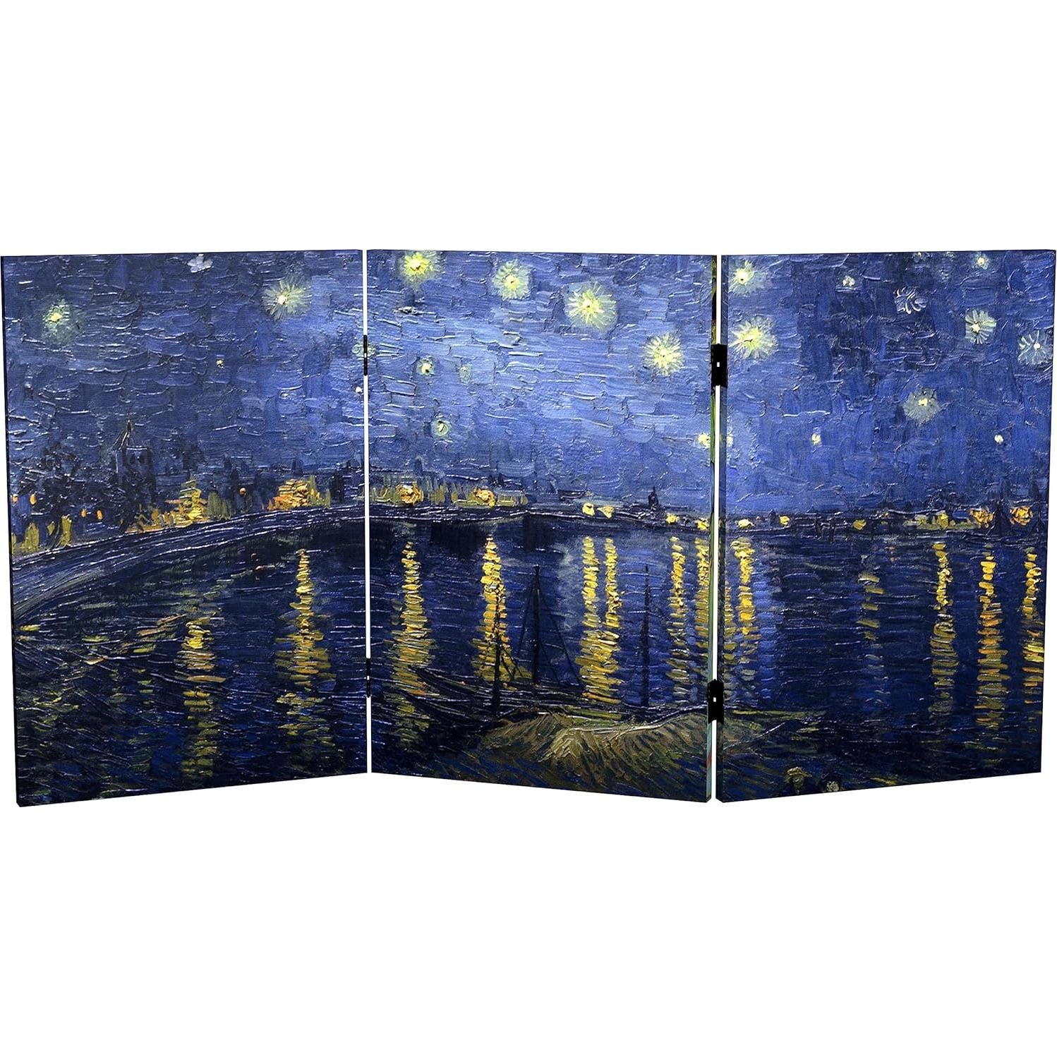 Pantalla Plegable de Lienzo Van Gogh 3 Paneles 120x60 cm