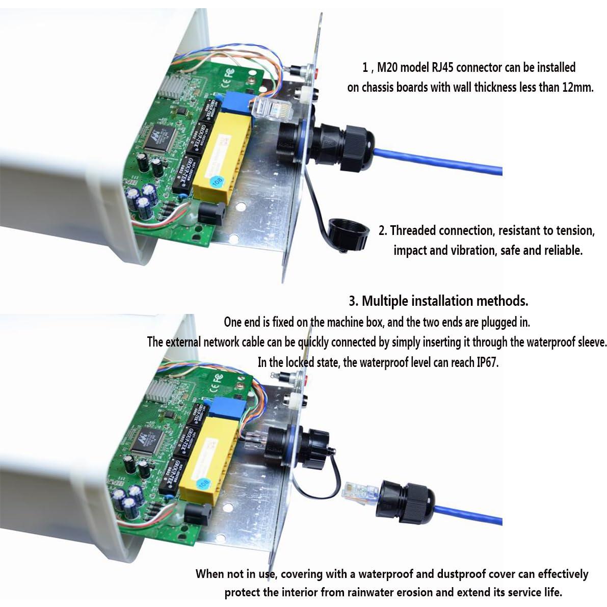 Acoplador RJ45 Impermeable PENGLIN 2PCS Cat6 Hembra a Hembra