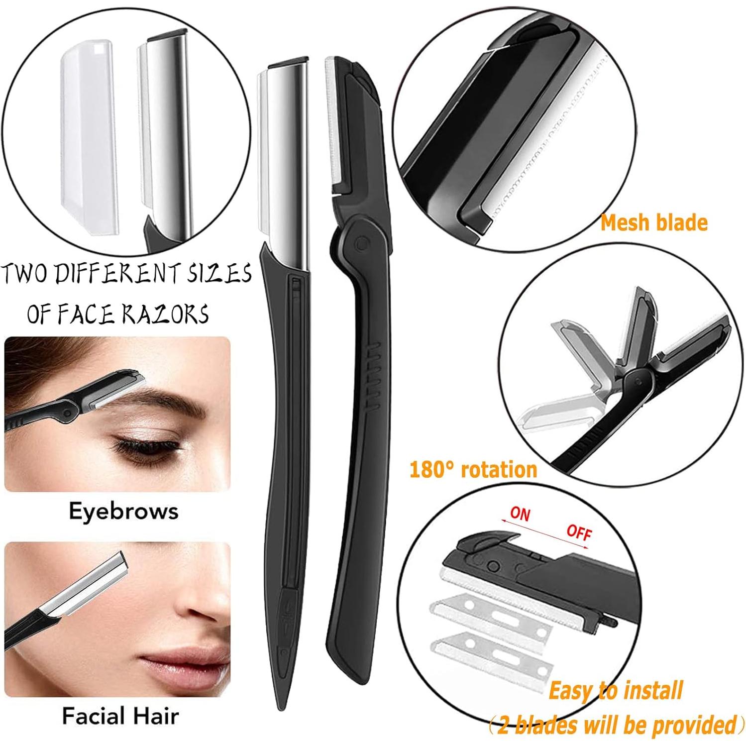 Kit de Herramientas de Dermaplaning 12 en 1 ONEUPIN - Recortador de Cejas, Tijeras, Pinzas, Accesorios de Belleza