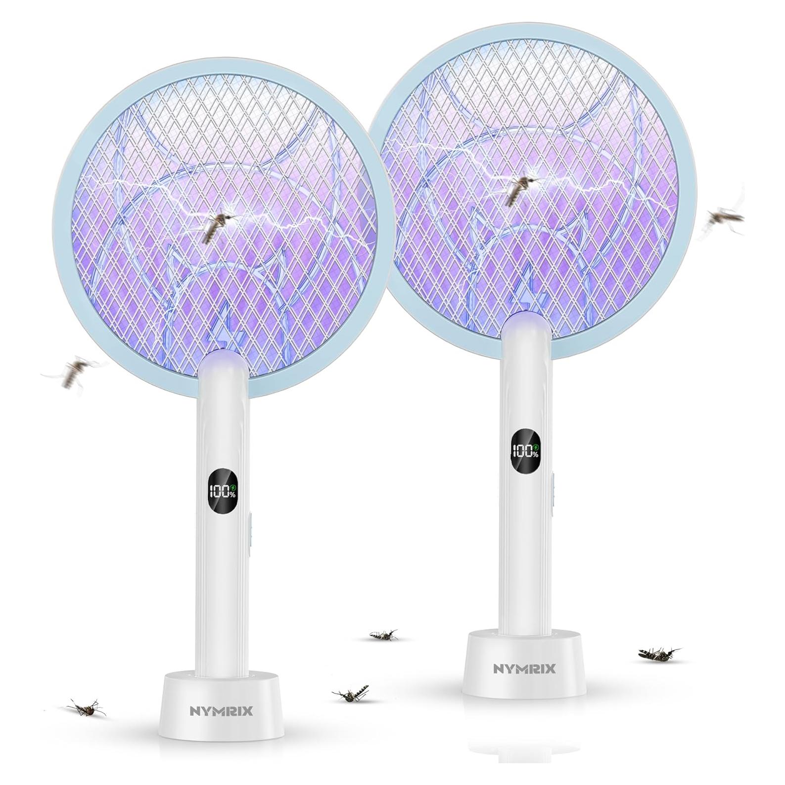 Raqueta eléctrica mata mosquitos Nymrix 4100V 2 en 1 recargable