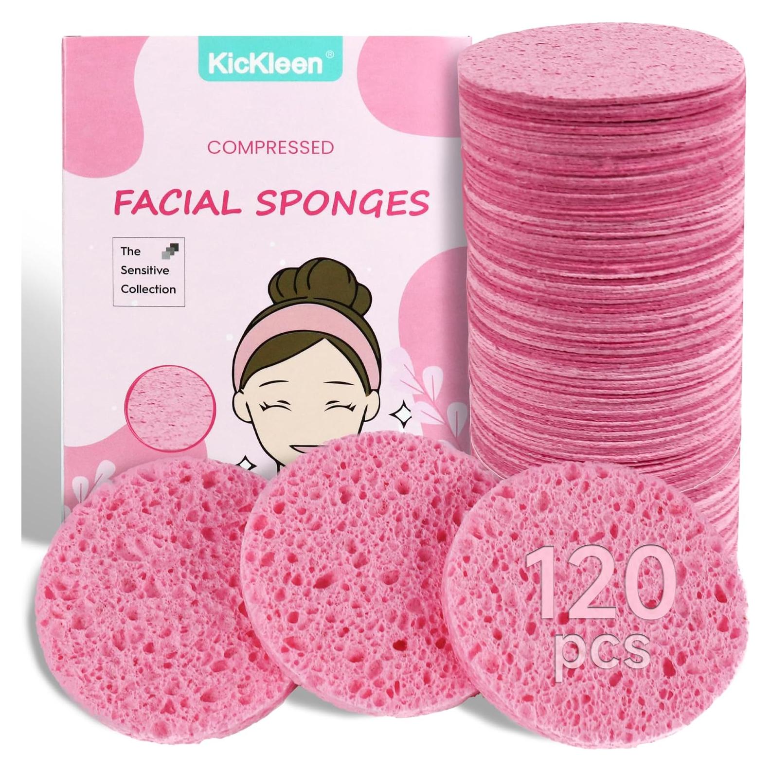 Esponjas Faciales Comprimidas Kickleen 120 Pcs Celulosa Natural
