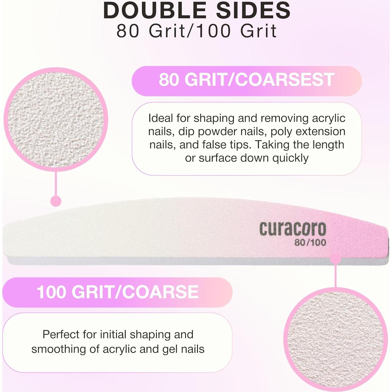 Limas de Uñas Curacoro 10 PCS Doble Cara 80/100 Grano
