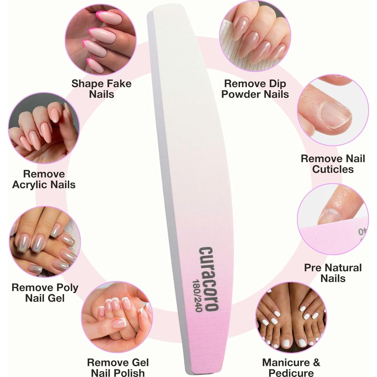 Limas de Uñas Curacoro 10 PCS Doble Cara 80/100 Grano