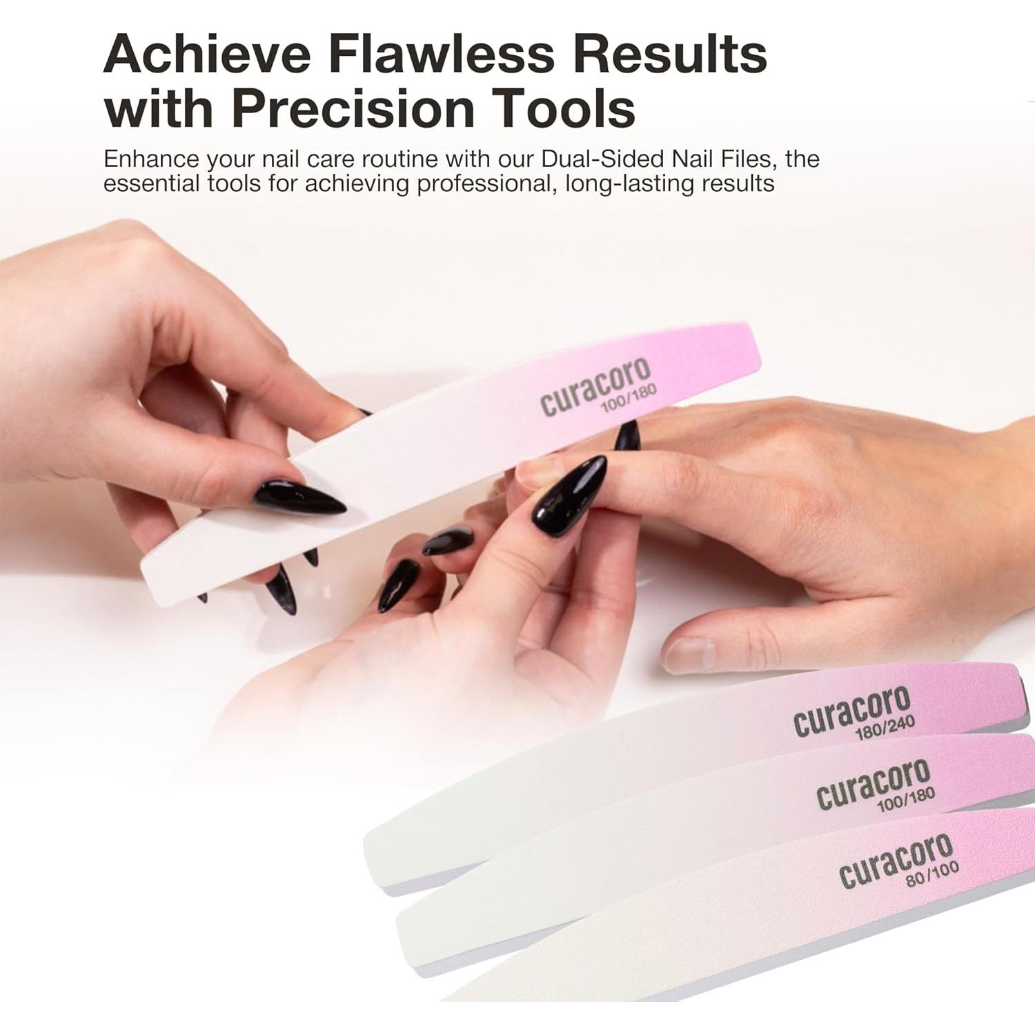 Limas de Uñas Curacoro 10 PCS Doble Cara 80/100 Grano