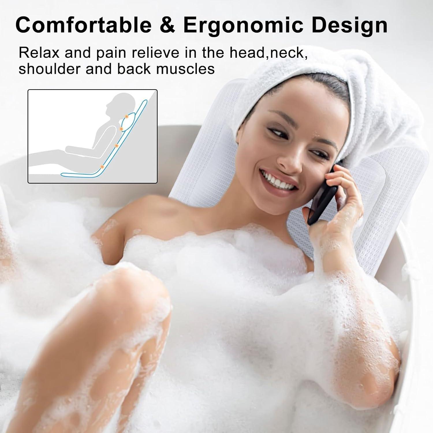 Almohada de Baño Completo YIGO MASTER Blanca con Soporte
